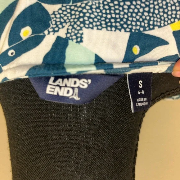 Lands End Women's Small Cap Sleeve Twist Front Fit and Flare Dress Fish Print - Picture 10 of 11